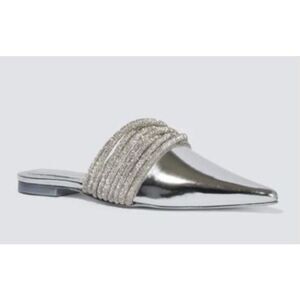 Johnathan Simkai Lian multi strap crystal mules in silver NWB Size 37/7